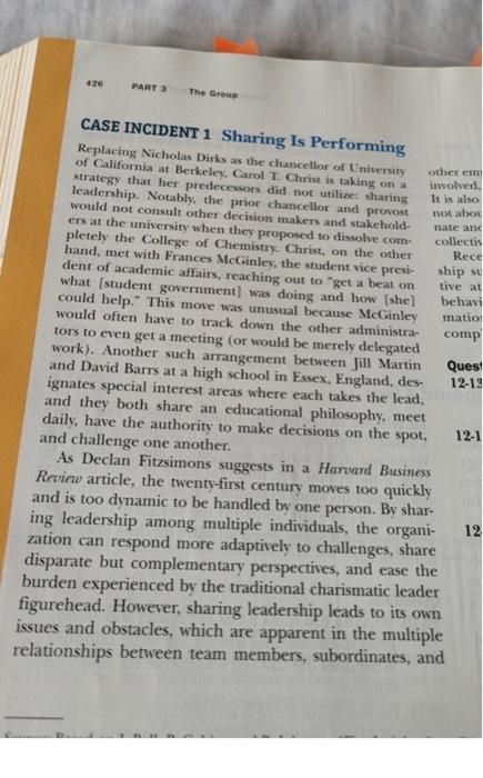 CASE-STUDY CASE INCIDENT 1 Sharing Is Performing