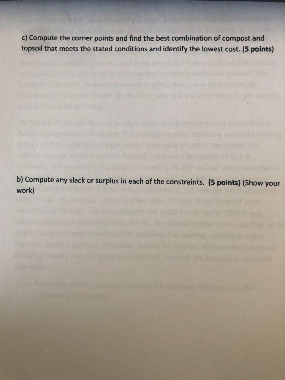 PLEASE SHOW ALL YOUR WORK AND GRAPH . IDENTIFY