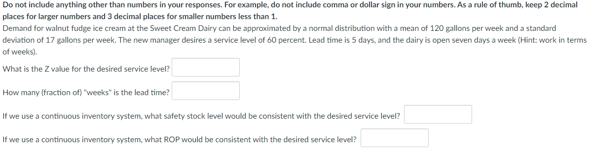 Do not include anything other than numbers in