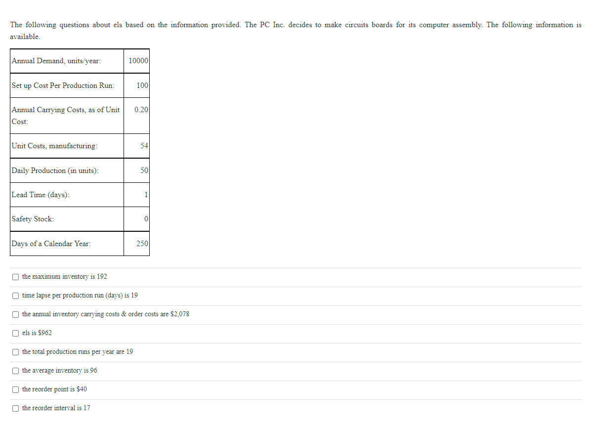 The following questions about els based on the