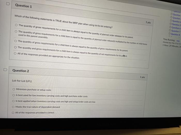 e Question 1 Which of the following statements is