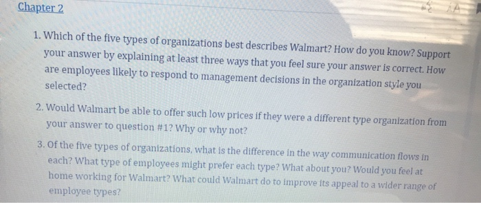 Chapter 1 1. How do companies like Walmart use