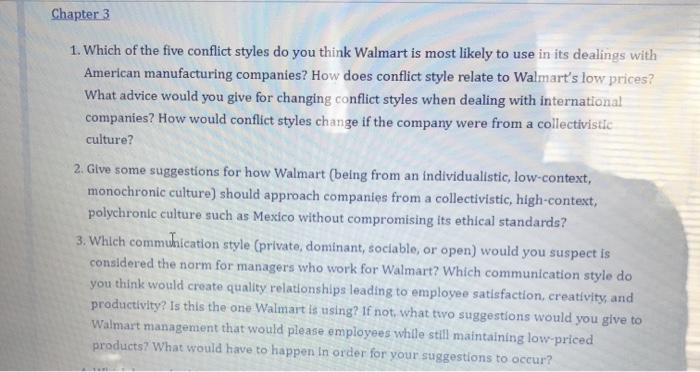 Chapter 1 1. How do companies like Walmart use