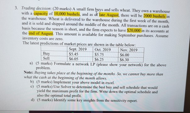 need help thanks 3. Trading decision: (20 marks)