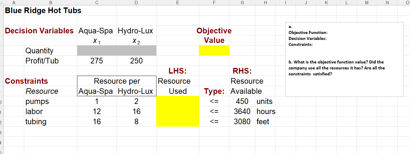 Instructions: Build Optimization Models to solve