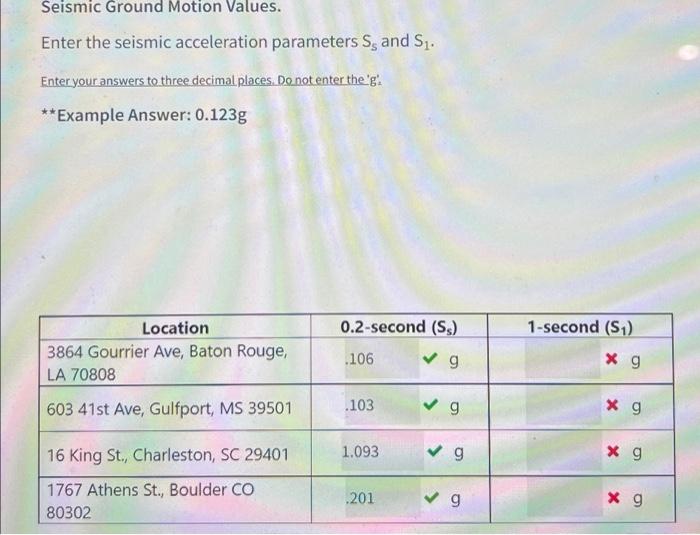 Seismic Ground Motion Values. Enter the seismic