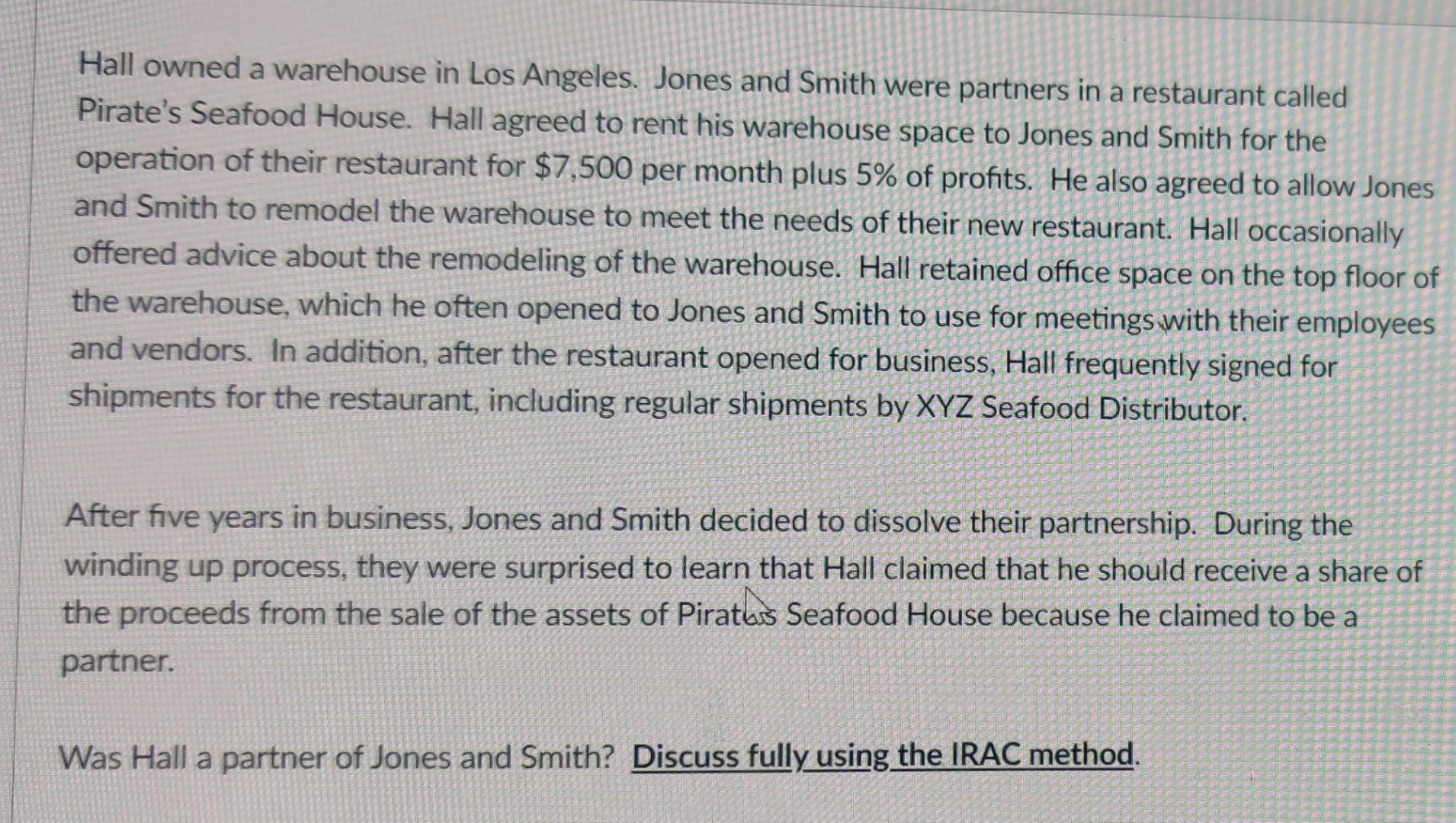 IRAC method is issue: rule: application: