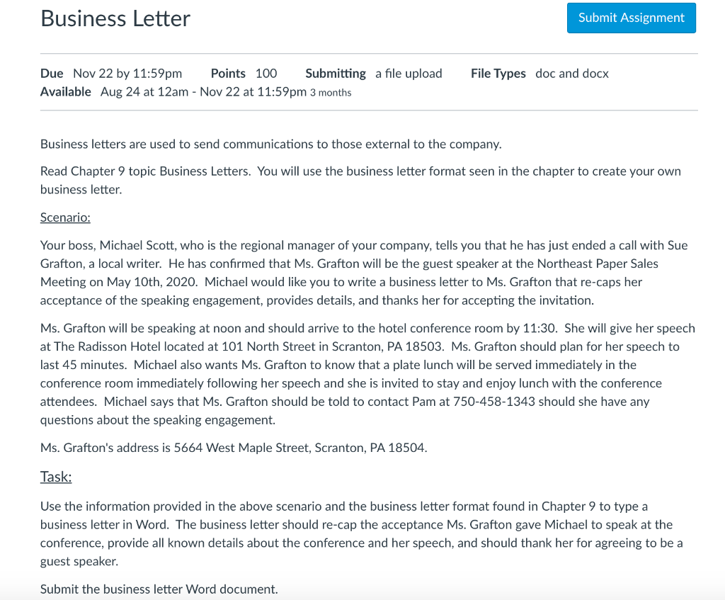 Business Letter Submit Assignment File Types doc