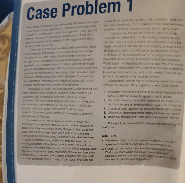 Case Problem 1 where Soorts store in Michigan