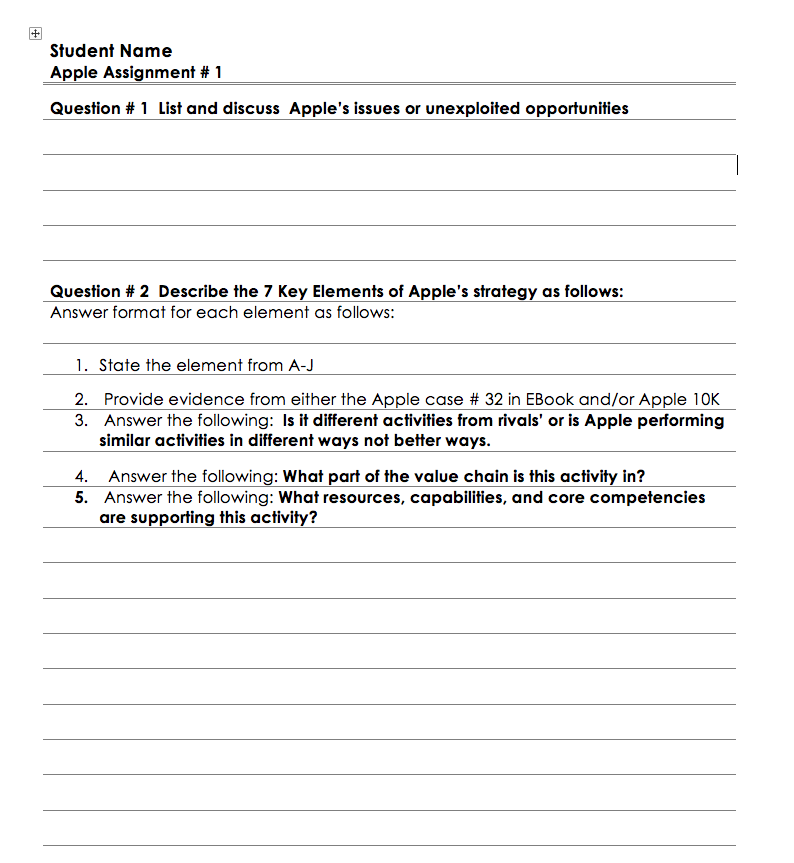 Student Name Apple Assignment # 1 Question # 1