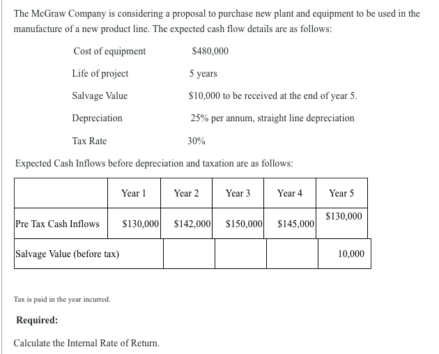 The McGraw Company is considering a proposal to