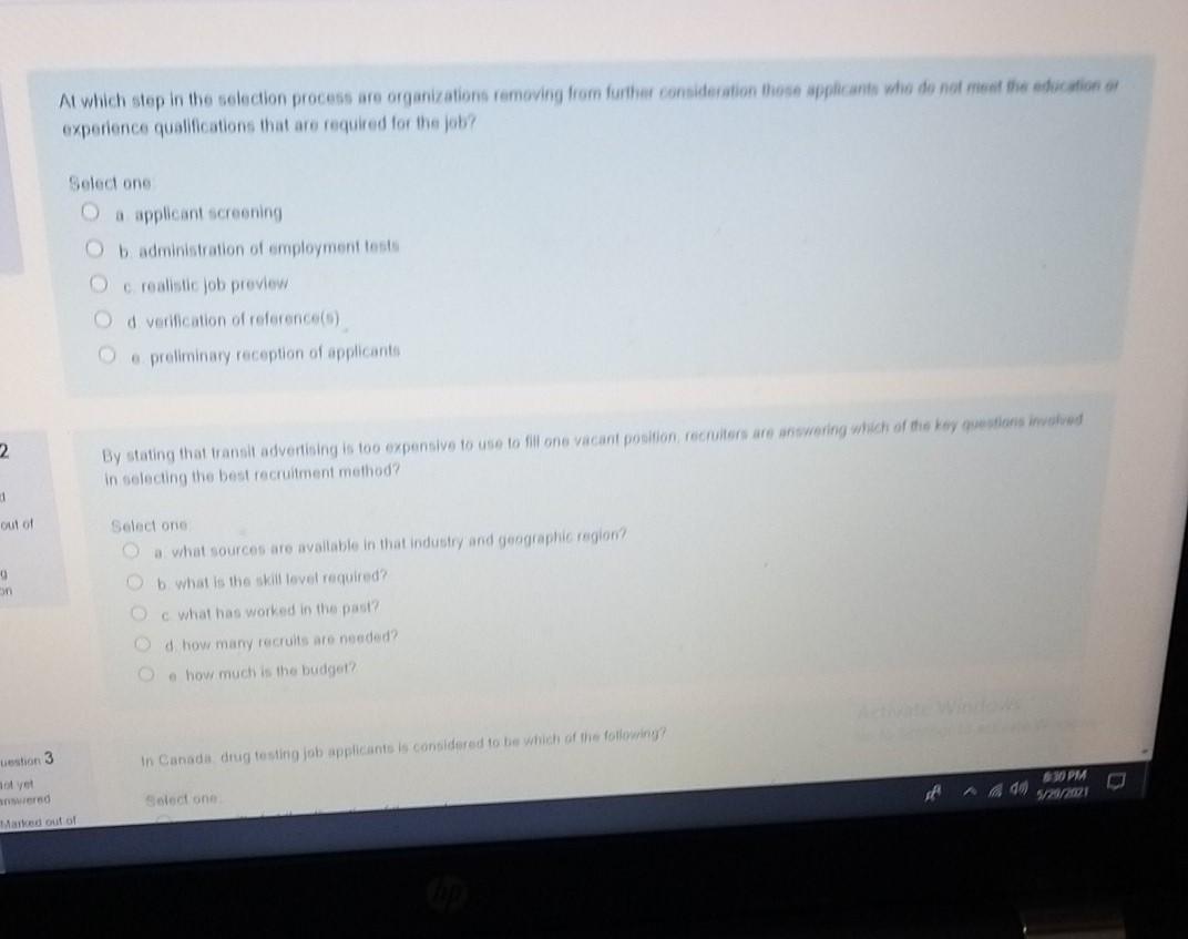 At which step in the selection process are