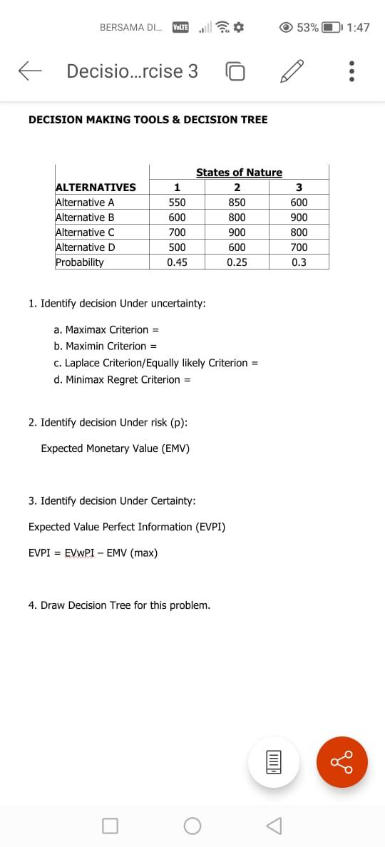 BERSAMA DI... VOLTE Decisio...rcise 3 DECISION