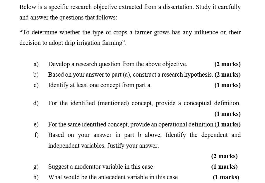 Below is a specific research objective extracted