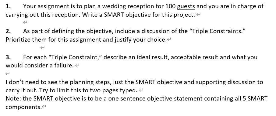 Your assignment is to plan a wedding reception