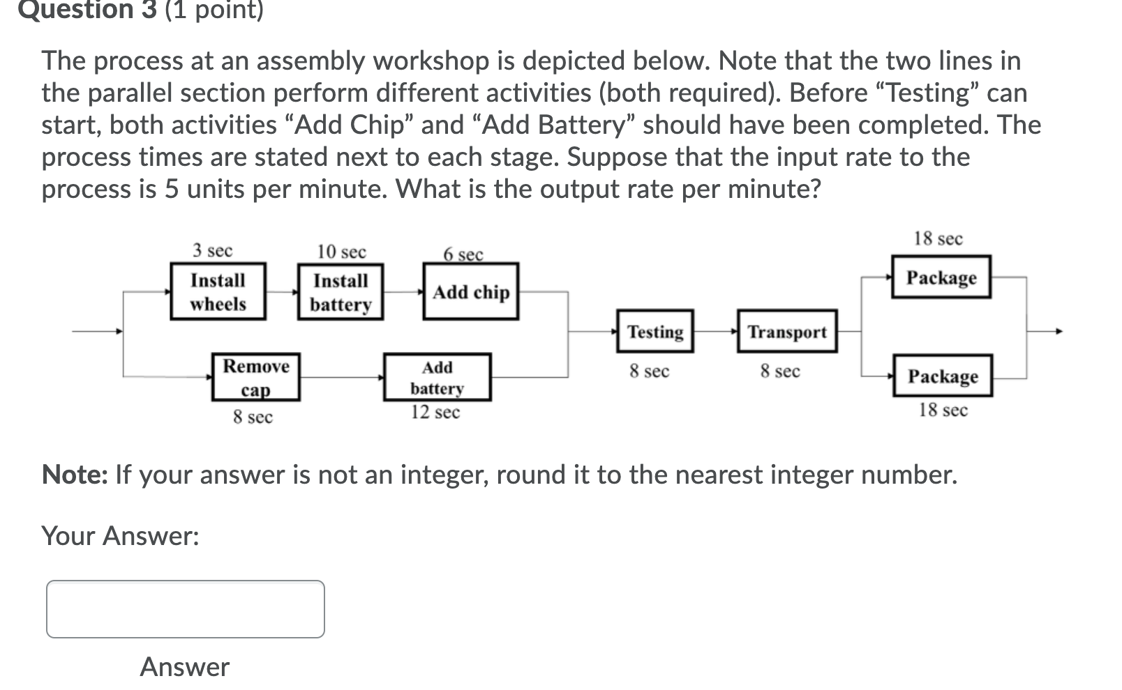 Question 3 (1 point) The process at an assembly