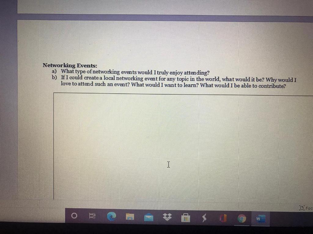 Networking Events: a) What type of networking