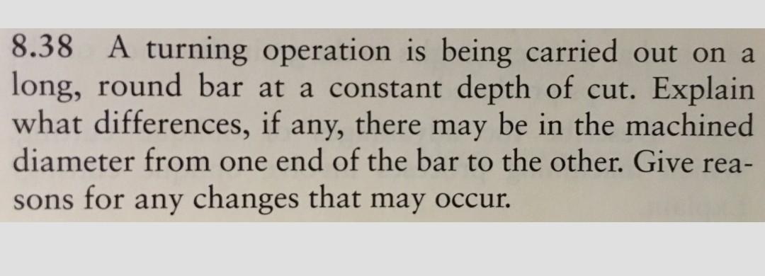 8.38 A turning operation is being carried out on