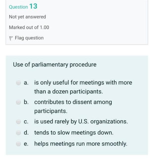 Question 13 Not yet answered Marked out of 1.00 P