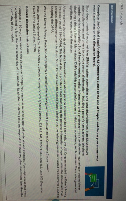 Click to Launch Instructions Complete the