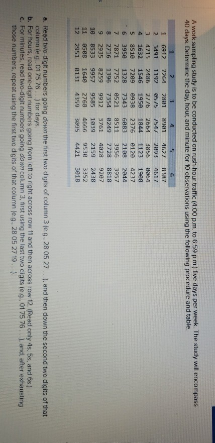 A work sampling study is to be conducted on rush