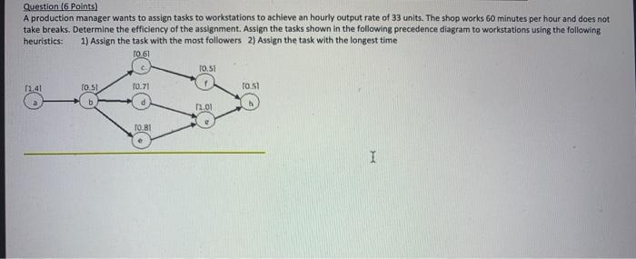 Question (6 Points A production manager wants to