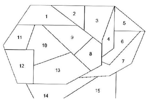A town has 15 sections (shown in attached file)