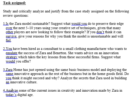 Task assigned: Study and critically analyze and