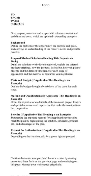 write a informal memo-style proposal assignment