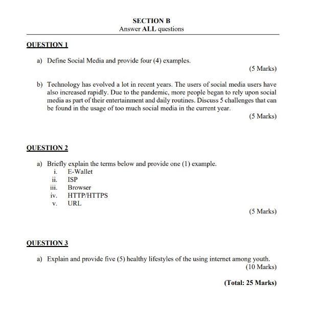 SECTION B Answer ALL questions QUESTION 1 a)