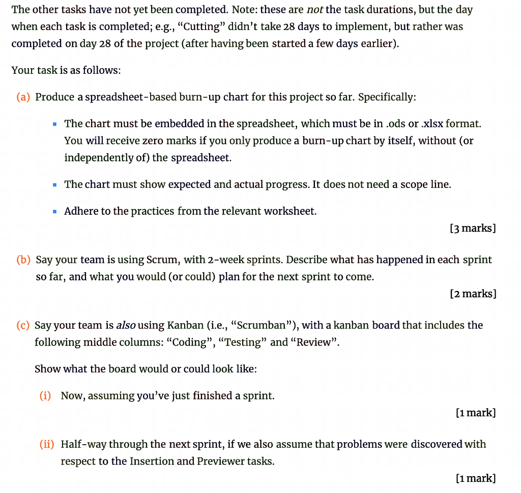 1 Project Management (7 marks) Consider that