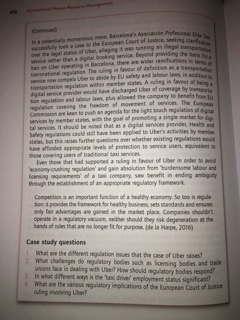 Uber's Regulatory Challenges Case Study Please
