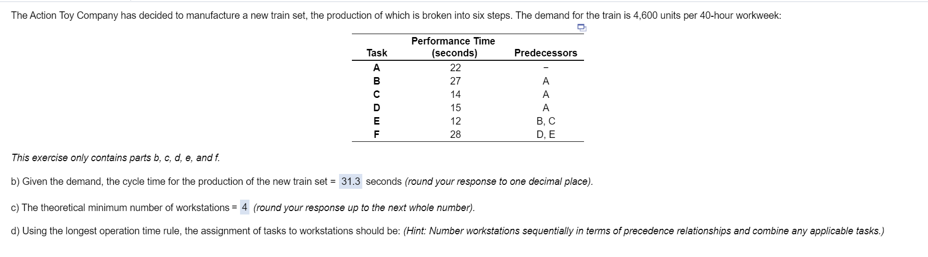 Can you help me with the E answer? The Action Toy