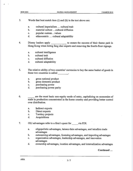 multiple choice GOL MANAGEMENT PART A: MULTIPLE