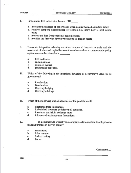 multiple choice GOL MANAGEMENT PART A: MULTIPLE