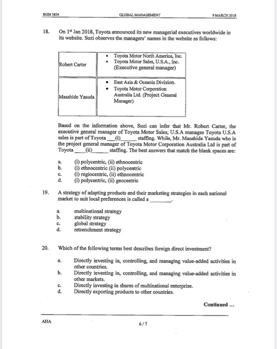 multiple choice GOL MANAGEMENT PART A: MULTIPLE