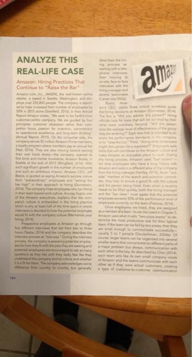 am ANALYZE THIS REAL-LIFE CASE Amazon: Hiring