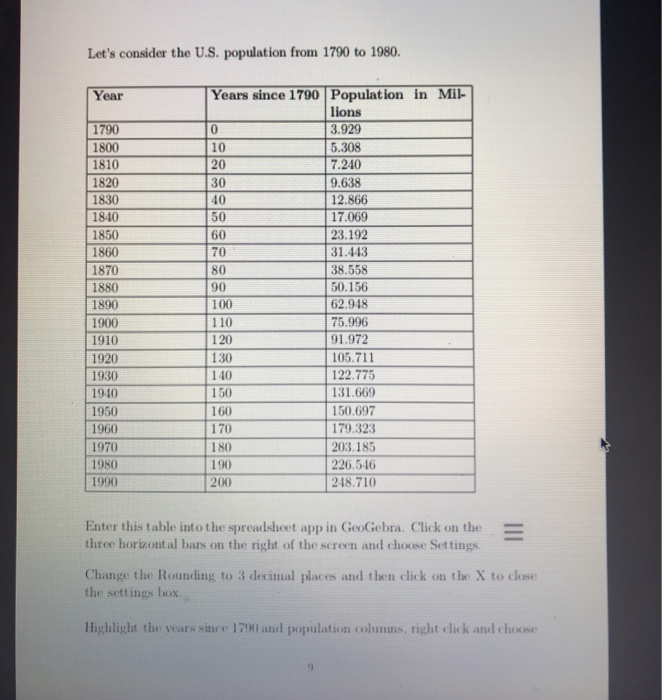 Let's consider the U.S. population from 1790 to