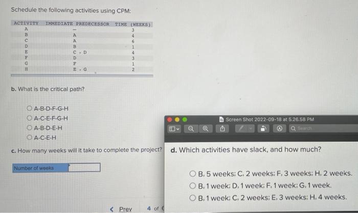 a, b, c, and d please. thanks. Schedule the