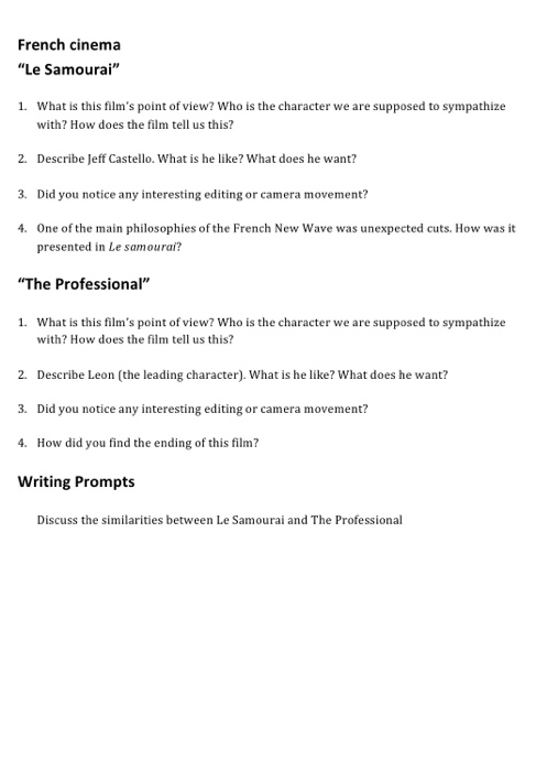 French cinema "Le Samourai" 1. What is this