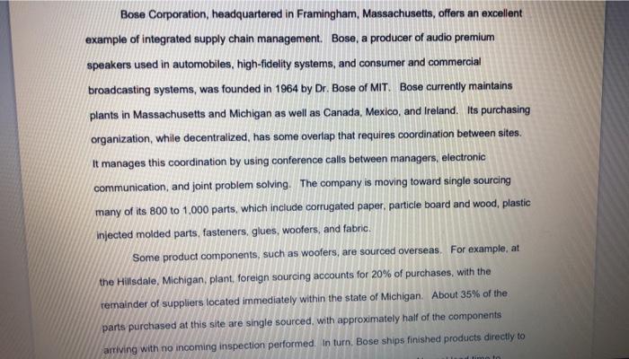 Case Questions 1. Which supplier performance