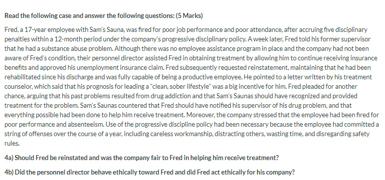 Read the following case and answer the following