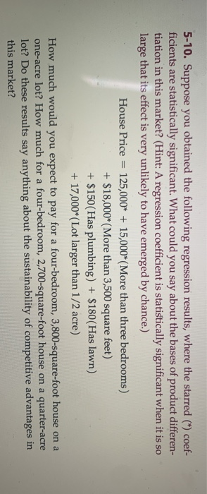 5-10. Suppose you obtained the following