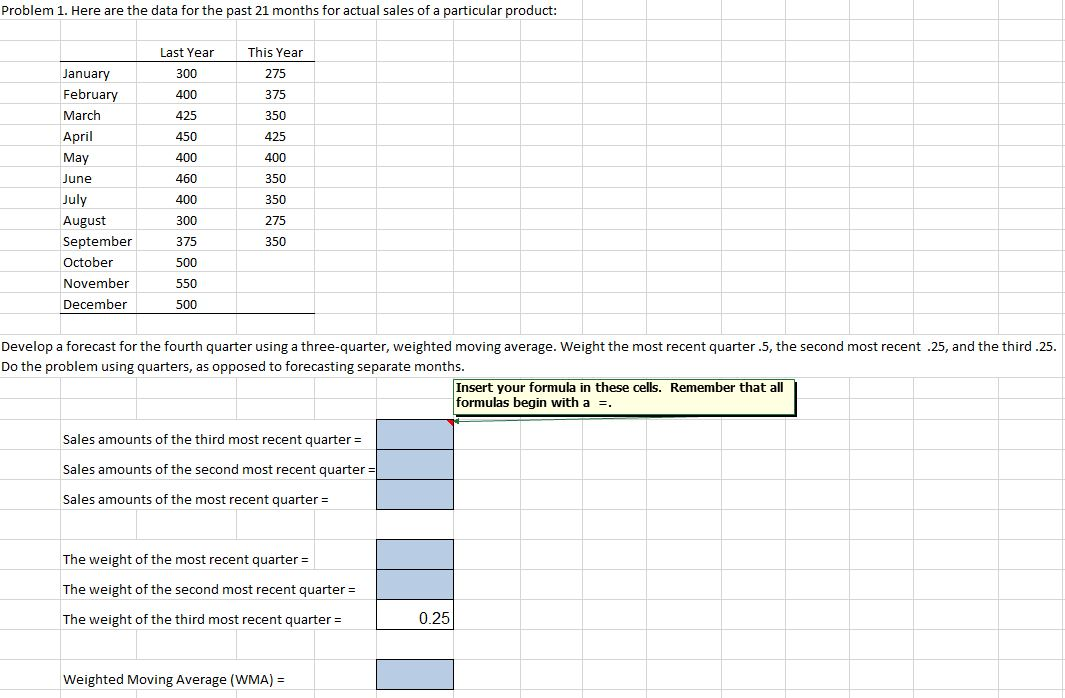 Problem 1. Here are the data for the past 21