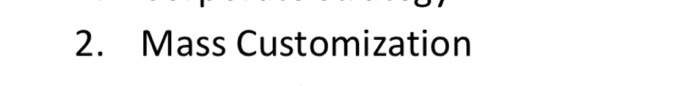 what is mass customization in operation