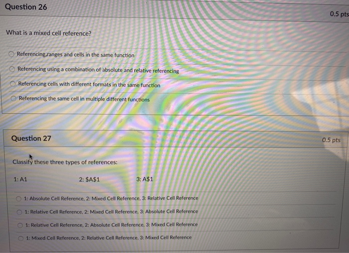 Question 26 0.5 pts What is a mixed cell