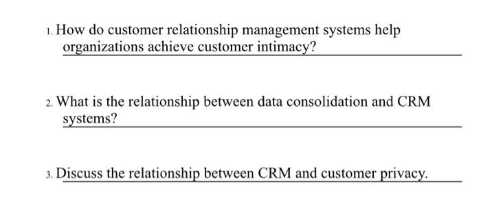 Topic : supply chain and customer relations 1.