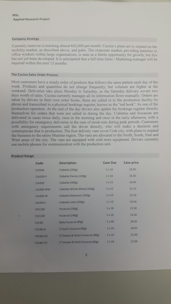 MSc Applied Research Project PLEASE ANSWER
