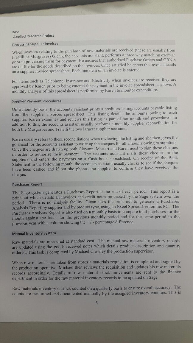 MSc Applied Research Project PLEASE ANSWER