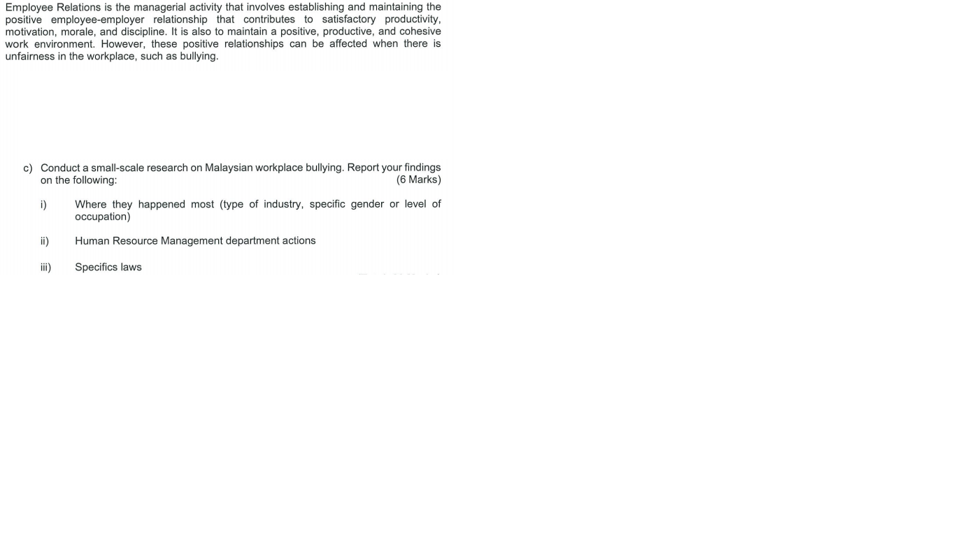 Employee Relations is the managerial activity